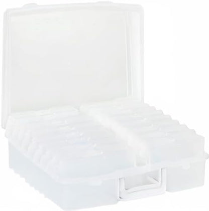 novelinks Transparent 4" x 6" Photo Organizers and Photo Storage Box with Handle, 16 Inner Photo Cases, Portable Picture Organizers & Photo Storage Containers (Clear)