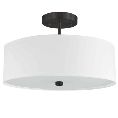 Dainolite Everly Semi Flush Light Fixture, 3-Light, 180 Watts, Black, Model 571-143SF-MB-WH