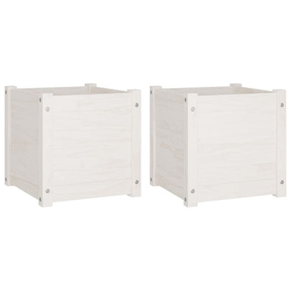 VGLQNRPT 2 Pack Wooden Planter Boxes 15.7 inch Square Flower Pots for Garden Patio Balcony White Pine Wood Vegetable Herb Container
