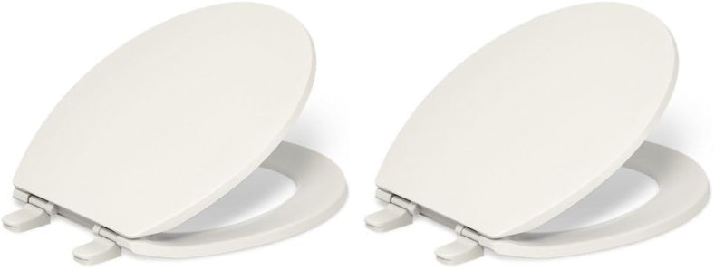KOHLER 20111-96 Brevia, Slow Close Toilet Seat, Round Toilet Seat, Grip-Tight Bumpers Quick-Attach Hardware, Biscuit (Pack of 2)