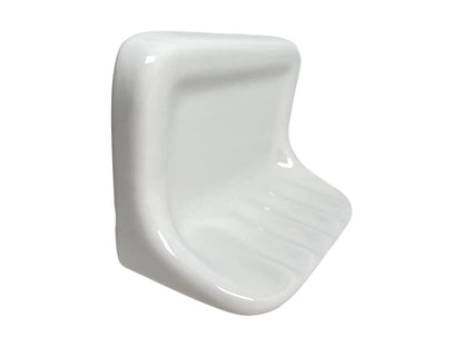 Tenedos White Glazed Ceramic Soap Dish Holder for Bathroom Wall – Bathroom Accessory Kit, Not for Flat Surface Installation, Mount with Tile Adhesion