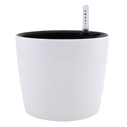 Leoyoubei 7 inch Plastic Self Watering Plant Pots with Water Level Indicator White Set of 1,Modern Decorative Round Flower Pots for All House Plants,Flowers, Herbs,Succulents