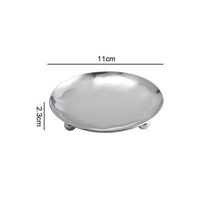 2 Pieces Candlestick Plates Pedestal Candle Stand Decorative Candlestick Holder Iron Plate Candle Holder Decorative Iron Pillar Candle Plate 4.33 inch Candle Plate Candle Holder, Silver