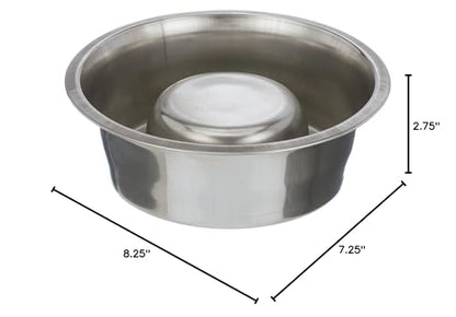 Neater Pet Brands Stainless Steel Slow Feed Dog Bowl for Fast Eating Large Breed, Metal Slow Feeder Dog Bowl Fits in Large Neater Feeders, for Puppy or Dogs (>40 lbs), 3 Cup Food Capacity