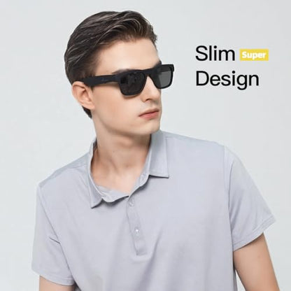 OhO Smart Glasses,Polarized Sunglasses with Bluetooth Speaker,Athletic/Outdoor UV Protection and Voice Control,Unisex(Mirror Blue Lens)