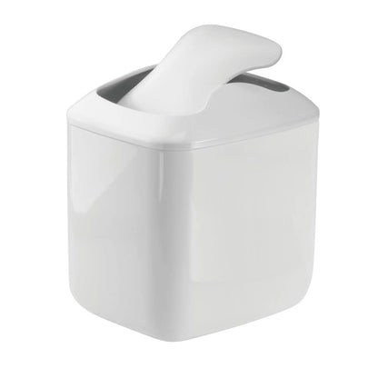MetroDecor mDesign Wastebasket Trash Can for Bathroom Vanity Countertops, White
