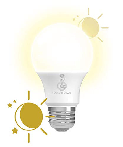 GE LED+ A19 Dusk to Dawn LED Light Bulbs, Automatic On/Off Outdoor Security Light, Soft White (2 Pack)