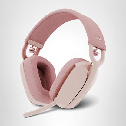 Logitech Zone Vibe 100 Lightweight Wireless Over Ear Headphones with Noise Canceling Microphone, Advanced Multipoint Bluetooth Headset, Works with Teams, Google Meet, Zoom, Mac/PC - Rose