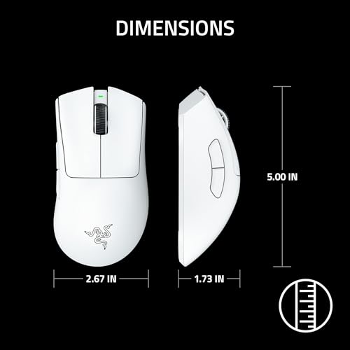Razer DeathAdder V3 Pro Wireless Gaming Mouse: 64g Lightweight Ergonomic - 30K DPI Optical Sensor - Gen-3 Optical Switches - 8 Programmable Controls - Up to 90 Hr Battery - White
