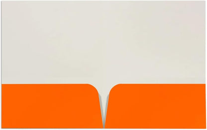 JAM PAPER Custom Printed Semi-Gloss Folders with Round Corner Pockets - Personalized Logo & Text - 12pt C1S - Orange - 100/Pack