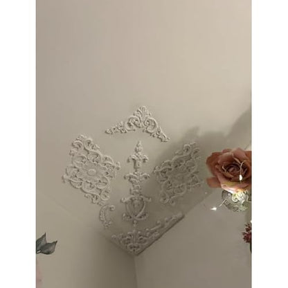MUXSAM Long Frame Onlays Appliques, Wood Carved Decals, 2-Pack Unpaint Wooden Carving Set for Wall Door Mirror Cabinet Dresser Cupboard Headboard Wardrobe Closet Decor, 25x6cm/9.84"x2.36"