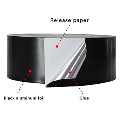 2 Inch 20M Black Aluminum foil Tape, Professional Grade Roll Adhesive Sealing Duct Tape for HVAC, Refrigerator, Freezer, Insulation, Patching Hot & Cold Air Ducts, Sealing, etc. (20M)
