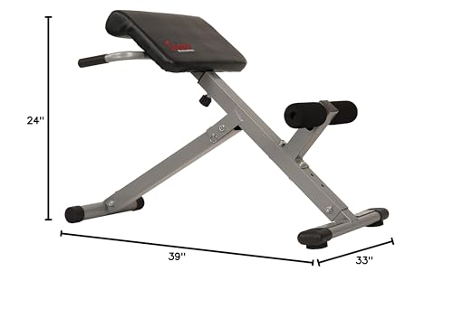 Sunny Health & Fitness Foldable Hyperextension Roman Chair w/Back Extension, Home Gym Sit Up Bench for Glute & Ab Workouts, Optional Adjustment Incline & Multi-Function Heavy-Duty Exercise Equipment