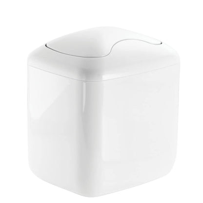 MetroDecor mDesign Wastebasket Trash Can for Bathroom Vanity Countertops, White