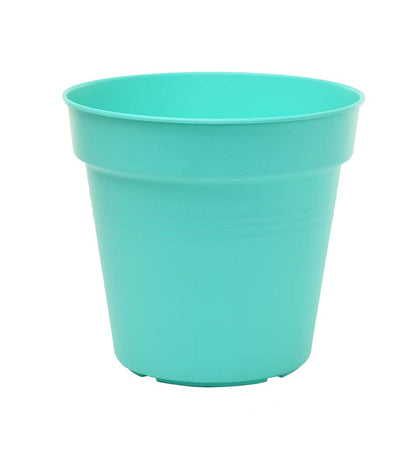 Mintra Garden Pots, 4 Pack Bulk Plastic Plant Pots with Drainage Tray, Round Indoor & Outdoor Decorative Planters with Drain Holes for Flowers, Herbs & Plants, 19cm Diameter – Teal, 7.5 in