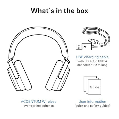 Sennheiser ACCENTUM Wireless Bluetooth Headphones – Hybrid ANC Noise Cancelling, 50‑Hour Battery, Lightweight Over‑Ear Design, Clear Calls, Travel & Work Headset, White
