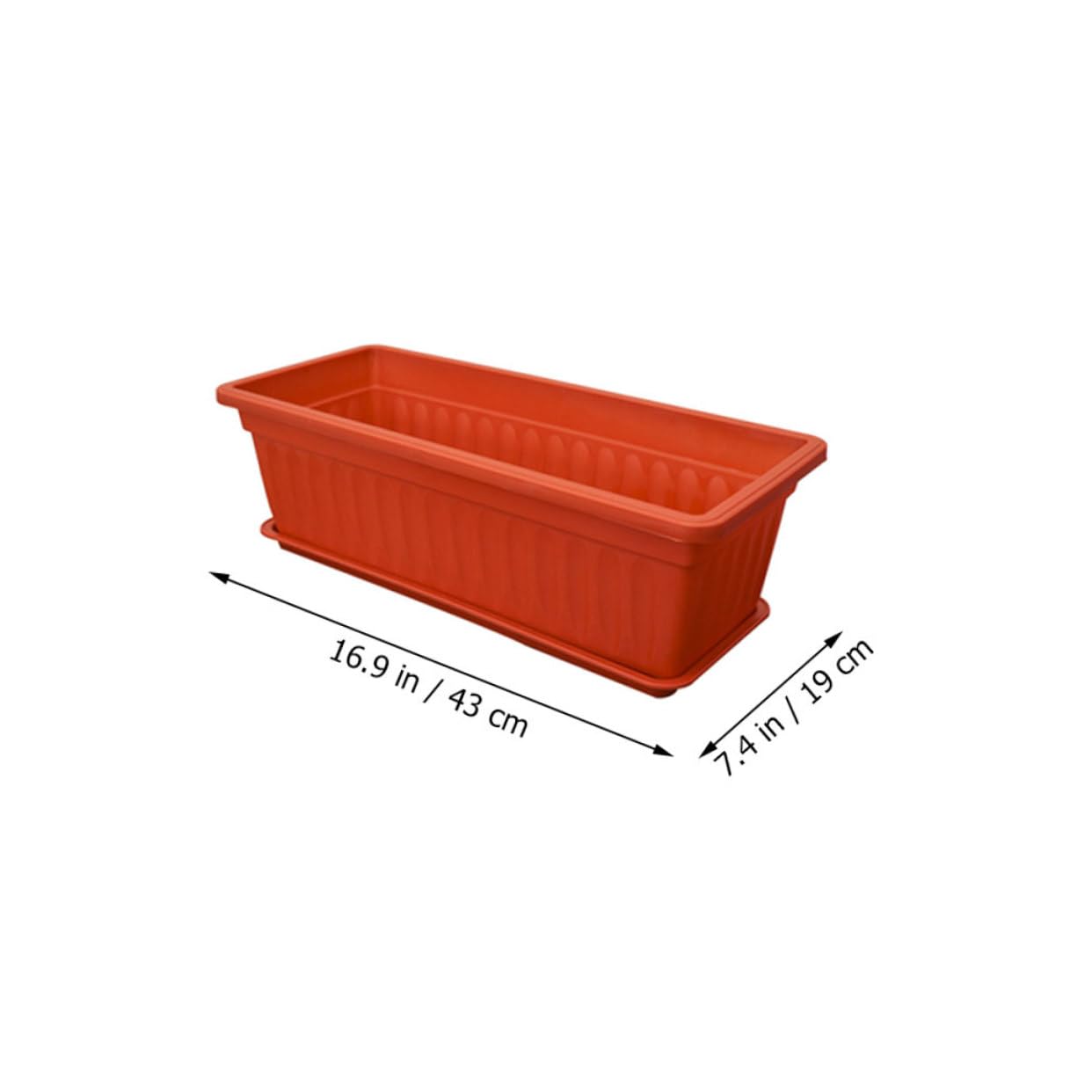DOITOOL 2pcs Rectangular Porch Planting Pots for Balcony Planting Pots Rectangular Patio Saucers for Outdoor Indoor Gardening