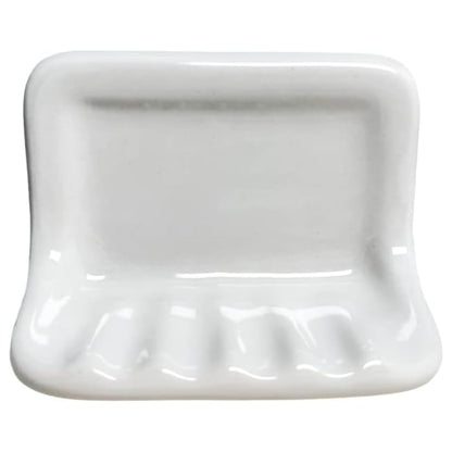 Tenedos White Glazed Ceramic Soap Dish Holder for Bathroom Wall – Bathroom Accessory Kit, Not for Flat Surface Installation, Mount with Tile Adhesion