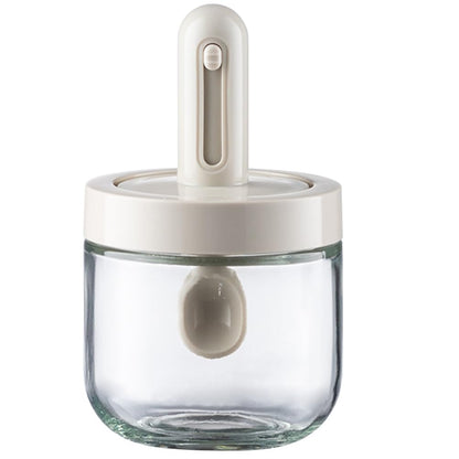 PRETYZOOM Airtight Spice Jar with Spoon 5.51X3.32X3.20 Inch Glass Seasoning Container for Salt Condiment Storage Kitchen Organizer