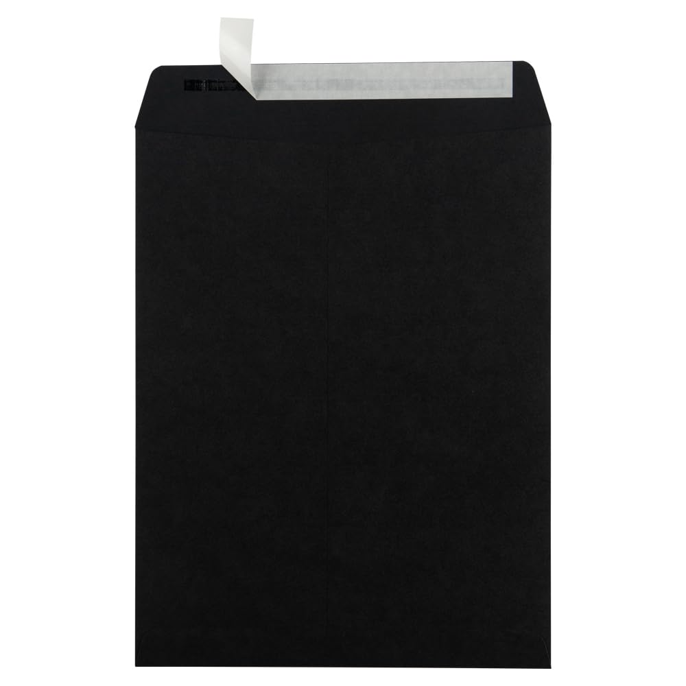 LUXPaper 10 x 13 Open End Envelopes | Peel & Press | Midnight Black | 80lb. Text | 50 Qty