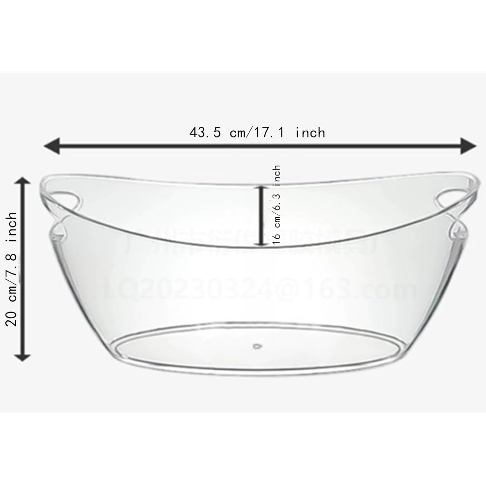 OUKEYI Ice Buckets for Parties, 5.5 Liter Large Clear Acrylic Food Grade Ice Bucket, Mimosa Bar Supplies Beverage Tub for Champagne Beer Sparkling Wine Cocktails, 16.9, Transparent, OUKEYI-100894