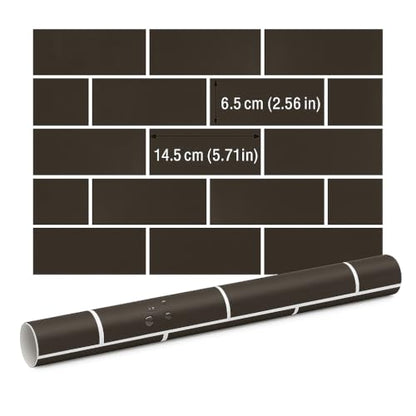 Black Brick Peel and Stick Wallpaper Waterproof Self Adhesive Removable Vinyl Wall Covering with White Grout Lines for Kitchen Backsplash Bedroom Home Decor (17.7 x 118 Inch)
