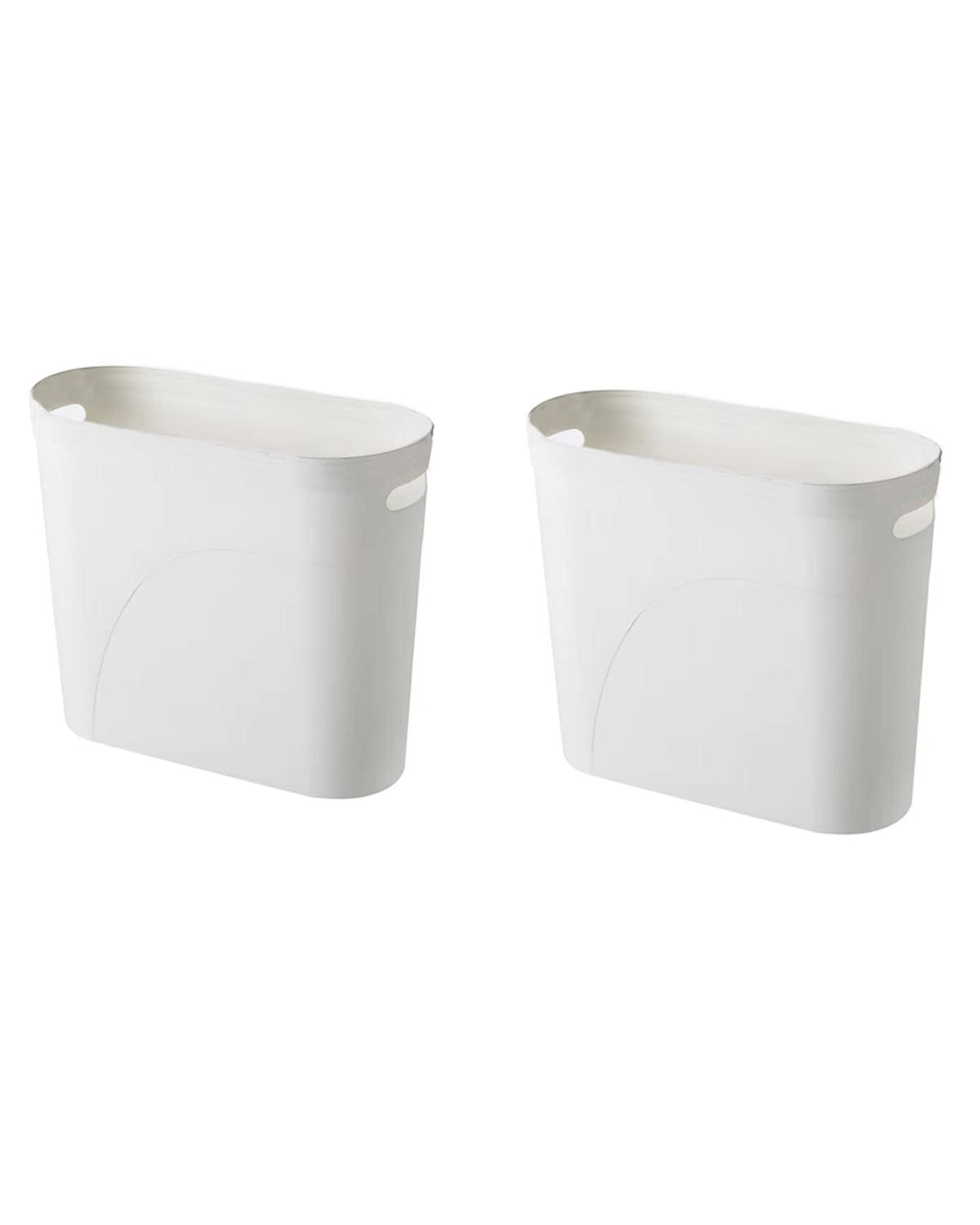 YAZEES Bathroom Small Trash Can, 3 Gallon Slim Plastic, Set of 2, White