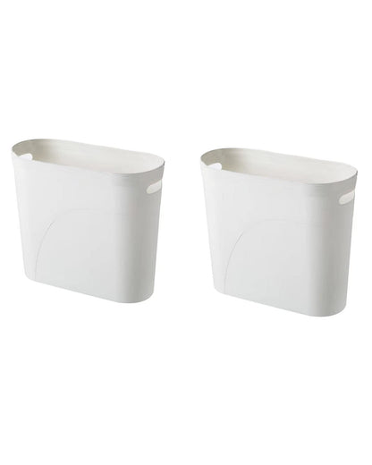 YAZEES Bathroom Small Trash Can, 3 Gallon Slim Plastic, Set of 2, White