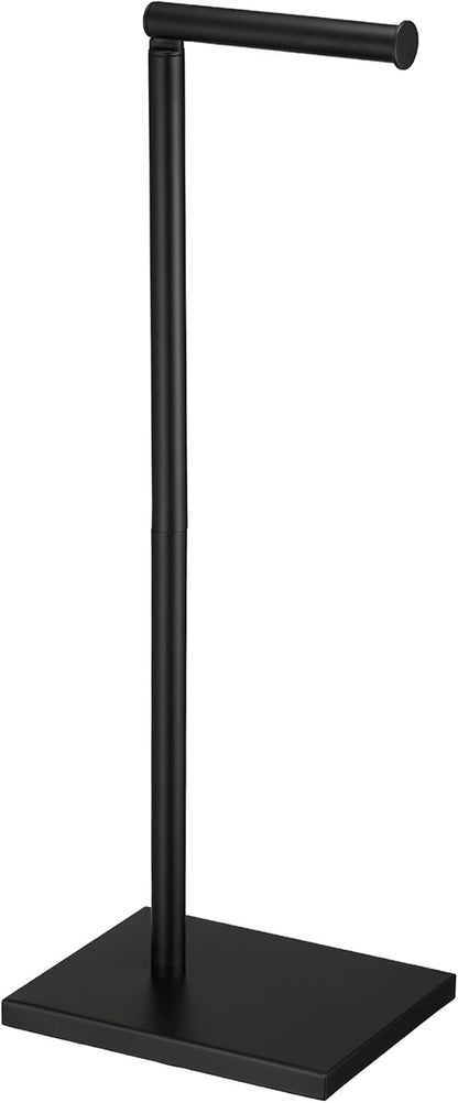 Free Standing Bathroom Toilet Paper Holder Stand with Reserve, Stainless Steel Pedestal Tissue Roll Holder, Black DECLUTTR