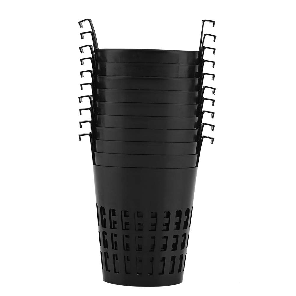 UYISMML 10 Pack 2.5 inch Garden Slotted Mesh Net Cups with Hook, Round Heavy Duty Net Pots Hydroponics Supplies Cups, Orchids Aquaponics Plant Nursery Pots for Garden Balcony Planting