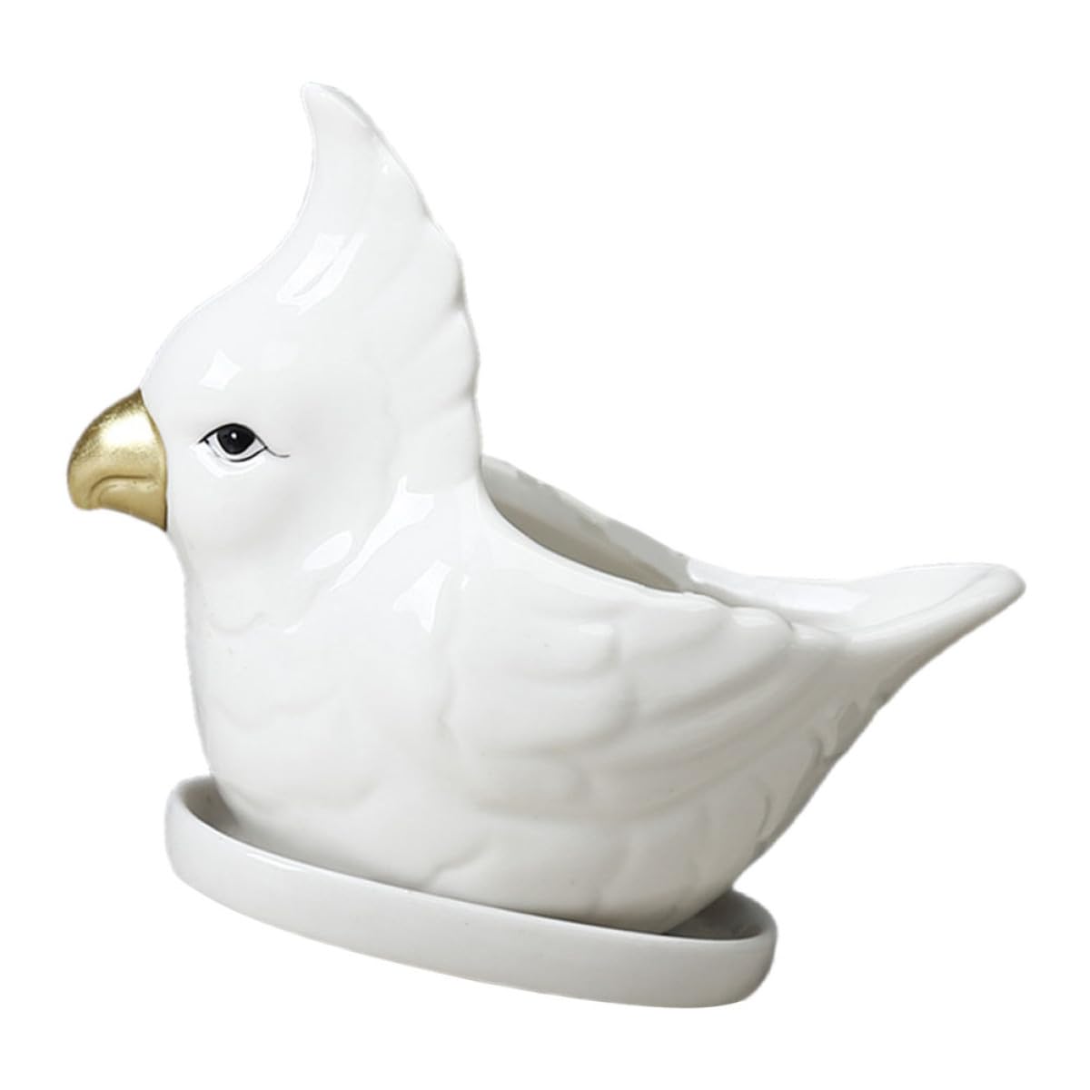 VILLCASE Ceramic Succulent Planter with Saucer Cartoon Bird Flower Pot Desktop Bonsai Pot for Indoor Balcony Gardening Decor