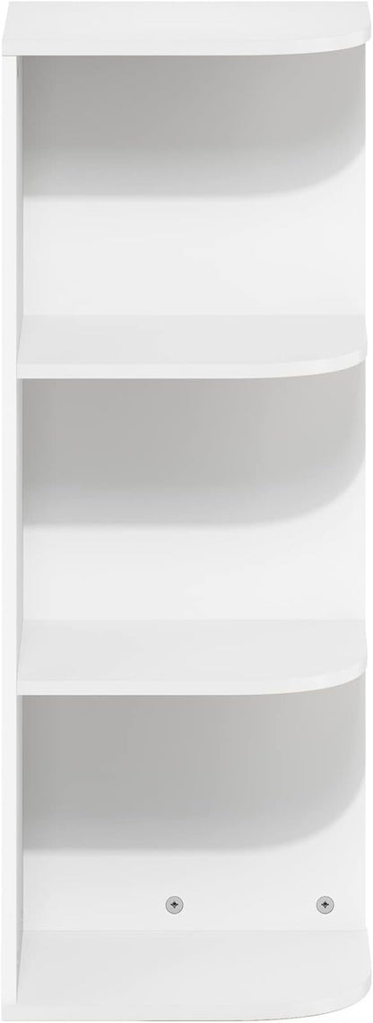 Furinno PASIR Book Shelf, 3-Tier Corner Bookshelf with Open Shelf, Standing Bookcase, 9.3 x 12 x 31.5 for Organization and Storage, for Living Room, Bedroom, Home Office, White