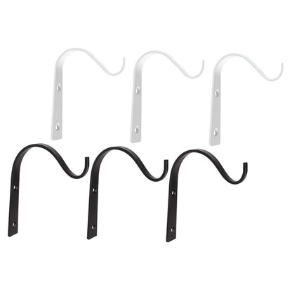 PHENOFICE 6pcs Wall-Mounted Wrought Iron Flower Basket Hooks for Outdoor Plant Hanging Heavy Duty Bracket Holders for Bird Feeders and Flower Pots