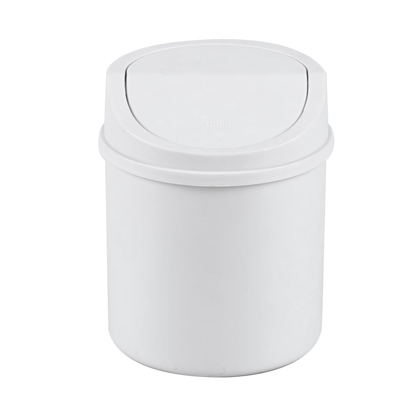 Eagrye 0.5 Gallon Tiny Desktop Trash Can, Mini Garbage Can with Swing Lid, White