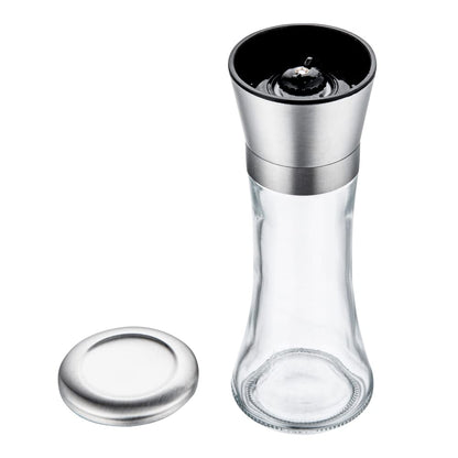 Restaurantware Vetri 6.3 Ounce Kitchen Salt And Pepper Shaker 1 Table Salt Shaker With Lid - Clear Finish Glass Pepper Shaker Refillable Diswashable