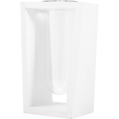 Healifty Glass Test Tube Vase with White Wooden Rack, Hydroponic Plant Propagation Station for Home Décor, Succulent Terrarium Planter for Desk and Tabletop Display