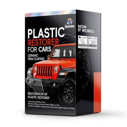 Plastic Restorer Back to Black Plastic Restorer for Cars, Rubber, Vinyl, Trim Coat Car Care, Refreshes Shiny Ceramic Coating Automotive Exterior & Interior Trim Polish Kit with Foam Applicator, 30ml