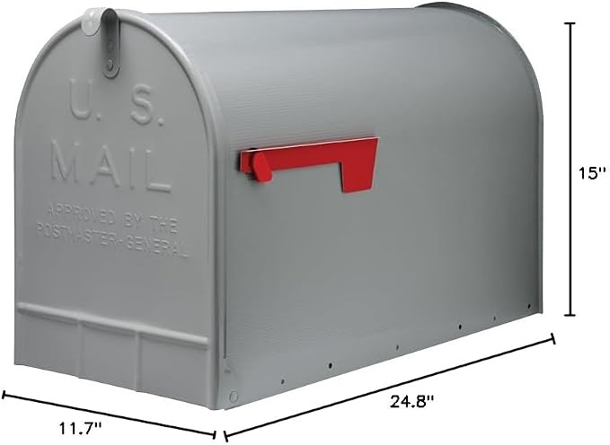Gibraltar Mailboxes Stanley Extra-Large Capacity Galvanized Steel Grey, Post-Mount Mailbox, ST200000