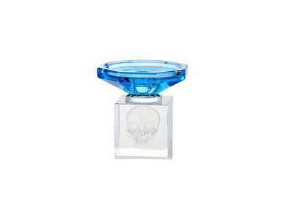 WF Crystal Tea Light Holder, Skull Scented Candle Holder, Easter Decorations Statue for Table Centerpiece Wedding Birthday Party Festival (NO Candles)