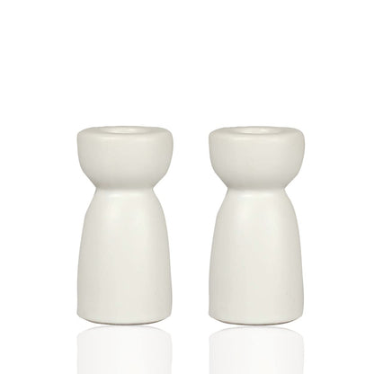 Candlestick Holders, Ceramic White Taper Candle Holder Candlelight Stand, Modern Boho Candle Holders for Desktop Table Setting Dining Bathroom Home Wedding Party Decoration,2 Pack