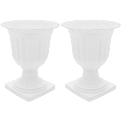Abaodam 2pcs Urn Planter Flowerpot Flower Stand for Wedding Flower Pots Indoor Front Door Decorations Pots for Plants Tall Planter Outdoor Vase White, 6.7X5.5X5.5in