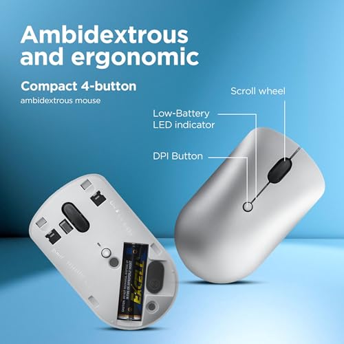 Lenovo 540 Wireless Computer Mouse for PC, Laptop, Computer with Windows or Chrome OS - 2.4 GHz USB-C Wireless Pairing Receiver - Compact Size - 18-Months Battery Life - Ambidextrous -Abyss Blue