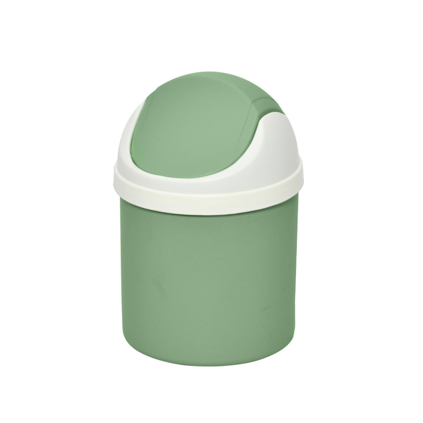 Desktop Mini Waste Can with Swing Lid, Stylish Lace Polka Dot Table Trash Bin Table Waste Paper Basket Round Small Trash Can for Office Bathroom Children Bedroom, Green