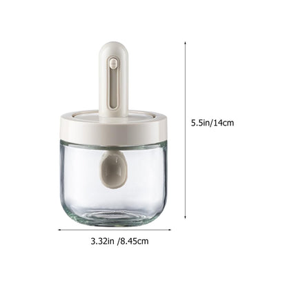 PRETYZOOM Airtight Spice Jar with Spoon 5.51X3.32X3.20 Inch Glass Seasoning Container for Salt Condiment Storage Kitchen Organizer