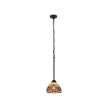 Chloe Lighting Mini Pendant - Tiffany-Style Dark Bronze, Glass, 8in  Wide, Multicolor, Model CH3T353BV08-DP1