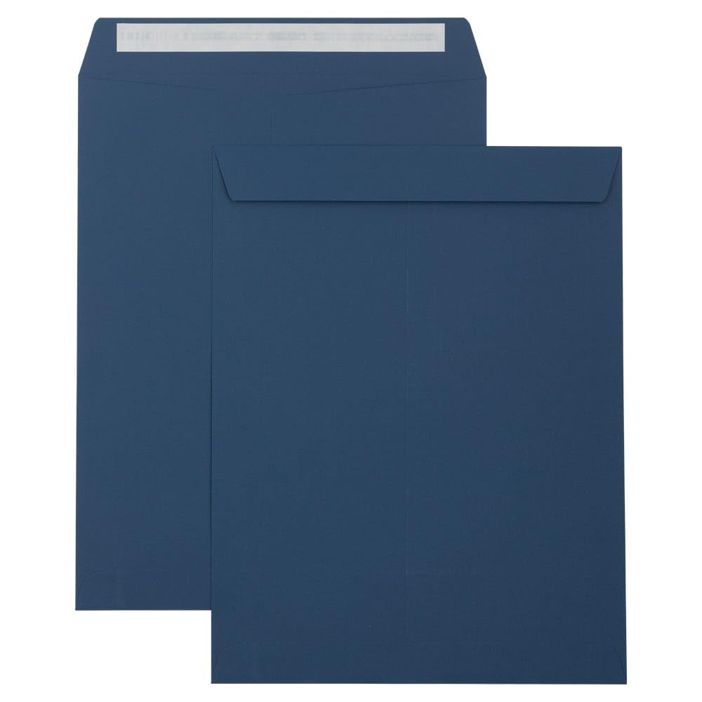 LUXPaper 10 x 13 Open End Envelopes | Peel & Press | Navy Blue | 80lb. Text | 50 Qty