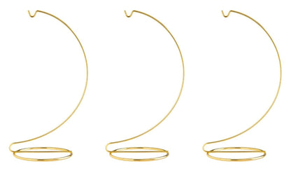 Creative Hobbies® 10 Inch Tall Gold Wire Ornament Display Hanger Stands for Displaying Ball Ornaments, Awards, Eggs Etc.- Pack of 3 Stands