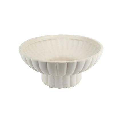 ALIWINER Small Modern Pedestal Decor Fruit Bowl 8" Ceramic,Approx 26 oz Fluted Catch-all Bowl,Footed Home Decorative Bowl for Home Decor,Coffee Table Centerpiece