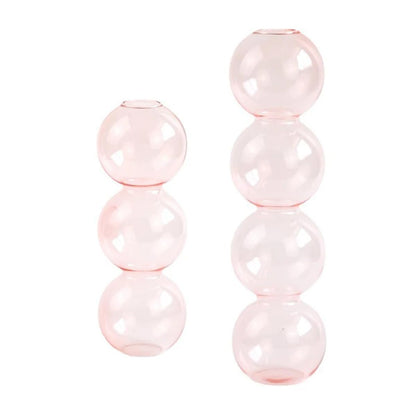 LKXHarleya Aesthetic Ball Aesthetic Decorative Vase, Glass Bubble Vases Ball Bud Vase for Centerpieces, Flower Arrangement, 2.36 x 8.66 Inch, Pink