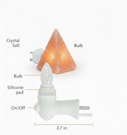 NatureBoost Himalayan Pink Salt Night Light Pyramid (3 Pack) Natural Crystal Plug-in Salt Lamp with Warm Amber Glow.